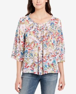 Vintage America Pleated 3/4-sleeve Top