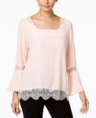 Ny Collection Lace-trim Peasant Top