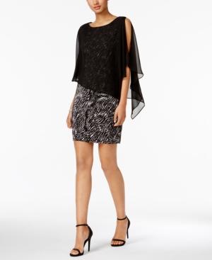 Connected Printed Chiffon-capelet Dress