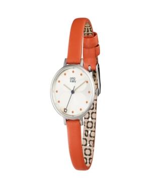 Orla Kiely Watch, Orange Leather Strap With Buckle Closure