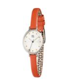 Orla Kiely Watch, Orange Leather Strap With Buckle Closure
