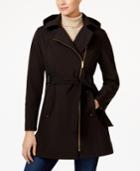 Via Spiga Hooded Water-resistant Faux-leather-trim Asymmetrical Coat