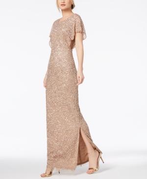 Adrianna Papell Embellished Flutter-sleeve Gown
