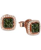Le Vian Exotics Green And White Diamond Earrings (1/2 Ct. T.w.) In 14k Rose Gold