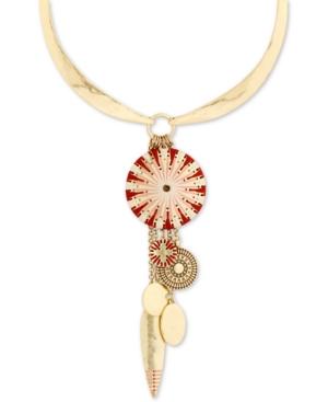 Lucky Brand Gold-tone Threaded Charm Collar Necklace, 16 + 2 Extender