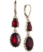Nine West Gold-tone & Red Stone Drop Earrings