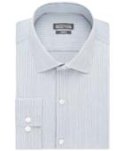 Kenneth Cole Reaction Slim-fit Performance Pool Blue Multi Stripe Dress Shirt