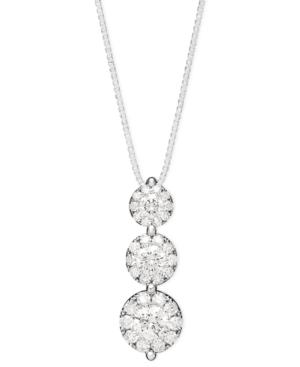 Diamond Three-stone Drop Pendant Necklace In 14k White Gold (3/4 Ct. T.w.)