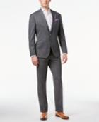 Kenneth Cole Reaction Techni-cole Medium Gray Boxcheck Slim-fit Suit
