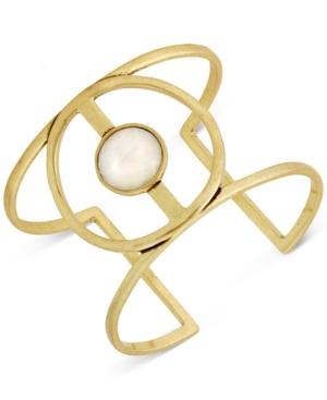 Lucky Brand Gold-tone Imitation Mother-of-pearl Open Cuff Bracelet