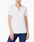 Karen Scott Studded Collared Cotton Top, Created For Macy's