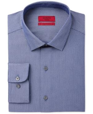 Alfani Black Men's Fitted Fit Performance Blue Texture Dress Shirt, Only At Macy's