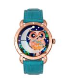Bertha Quartz Ashley Collection Rose Gold And Turquoise Leather Watch 38mm