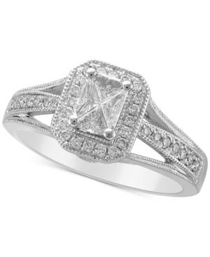Diamond Rectangular Halo Ring (1/2 Ct. T.w.) In 14k White Gold