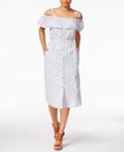 Lucky Brand Linen Printed Off-the-shoulder Dress