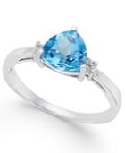 Blue Topaz (1-5/8 Ct. T.w.) And Diamond Accent Ring In 14k White Gold