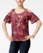 Gypsies And Moon Dust Juniors' Floral-print Cold-shoulder Top