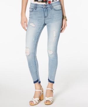 Celebrity Pink Juniors' Ripped Released-hem Skinny Jeans