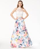 Trixxi Juniors' Lace Floral-printed 2-pc. Gown