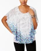 Jm Collection Printed Embellished Poncho Top, Created For Macy's