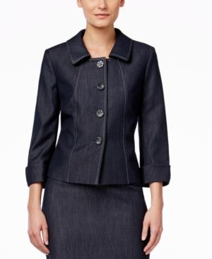 Tahari Asl Chambray Four-button Jacket