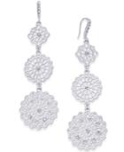 Inc International Concepts Silver-tone Crystal Filigree Disc Triple-drop Earrings, Created For Macy's