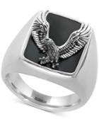 Effy Men's Onyx (16-3/4 X 13-1/2mm) Eagle Ring In Sterling Silver