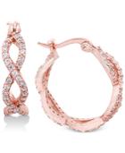 Giani Bernini Cubic Zirconia Infinity Hoop Earrings In 18k Rose Gold-plated Sterling Silver, Created For Macy's