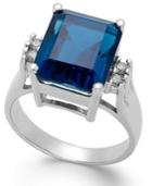 London Blue Topaz (7 Ct. T.w.) And Diamond (1/8 Ct. T.w.) Ring In 14k White Gold