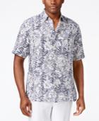 Tasso Elba Men's Big And Tall Silk Linen Leaf-print Short-sleeve Shirt, Classic Fit