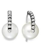Fresh By Honora Cultured Freshwater Pearl Oval Pallini Earrings In Sterling Silver (8mm)