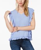Maison Jules Ruffled V-neck Top, Created For Macy's
