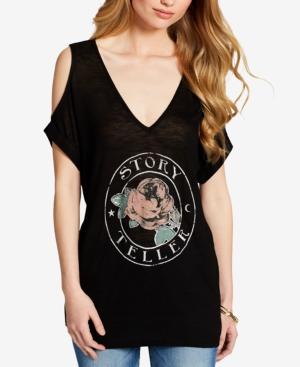 Jessica Simpson Juniors' Graphic Cold-shoulder Top
