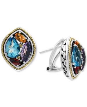 Effy Multi-gemstone Stud Earrings (4-5/8 Ct. T.w.) In Sterling Silver & 18k Gold