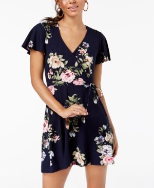 Bcx Juniors' Floral-print Wrap Dress