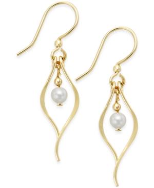 Jody Coyote Faux Pearl Dangle Drop Earrings In 12k Gold-plating