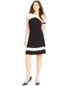 American Living Colorblocked Cap-sleeve Dress