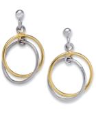 Giani Bernini Sterling Silver And 18k Gold Over Sterling Silver Earrings, Double Drop Earrings