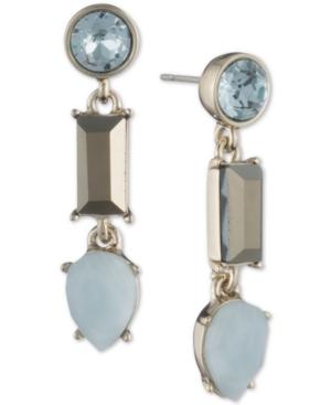 Dkny Gold-tone Colored Stone Linear Drop Earrings, Created For Macy's