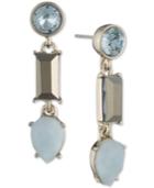 Dkny Gold-tone Colored Stone Linear Drop Earrings, Created For Macy's