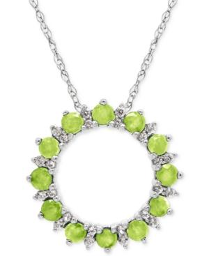 Peridot (7/8 Ct. T.w.) And White Topaz (1/5 Ct. T.w.) Circle Pendant Necklace In Sterling Silver