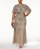 Adrianna Papell Embellished Popover Capelet Gown