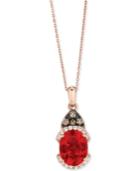 Le Vian Chocolatier Neon Tangerine Fire Opal (9/10 Ct. T.w.) & Diamond (1/8 Ct. T.w.) Pendant Necklace In 14k Rose Gold