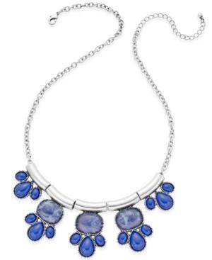 Inc International Concepts Silver-tone Blue Stone Drama Necklace, Only At Macy's