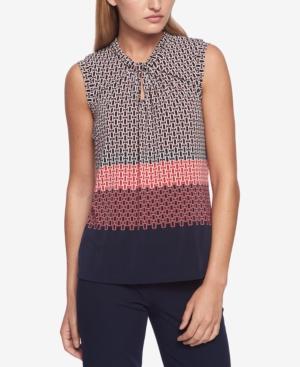 Tommy Hilfiger Mixed-print Knot-neck Shell