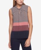 Tommy Hilfiger Mixed-print Knot-neck Shell