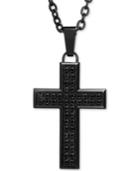 Men's Black Sapphire Square Cross 22 Pendant Necklace (1-1/2 Ct. T.w.) In Black Ion-plated Stainless Steel