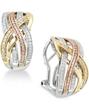 Diamond Tri Orbit Earrings (1/2 Ct.t.w) In 14k Two-tone Gold And Sterling Silver