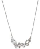 Betsey Johnson Silver-tone Crystal Bow Collar Necklace, 16 + 3 Extender