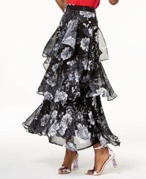 I.n.c. Tiered Floral-print Skirt, Created For Macy's